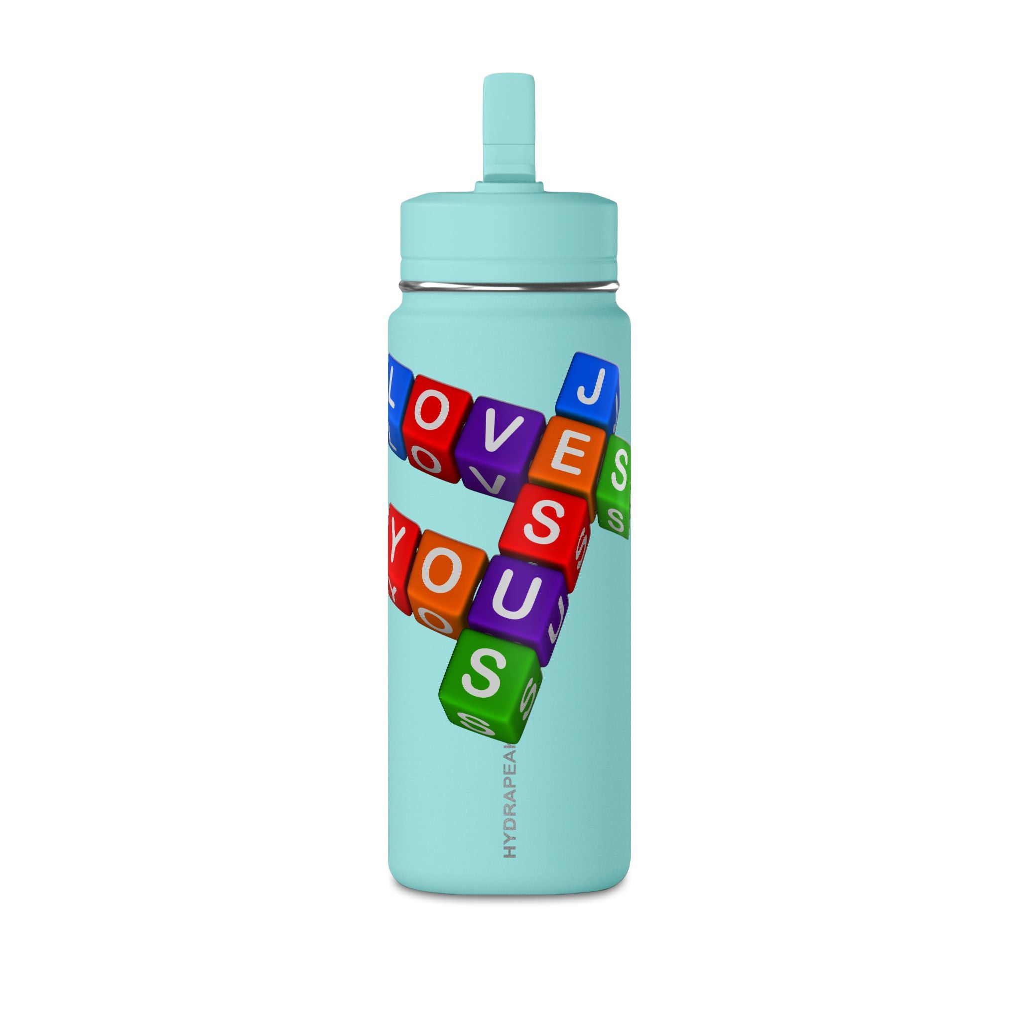 Color Block Letter Cubes Loves You Water Bottle | 20oz Mini