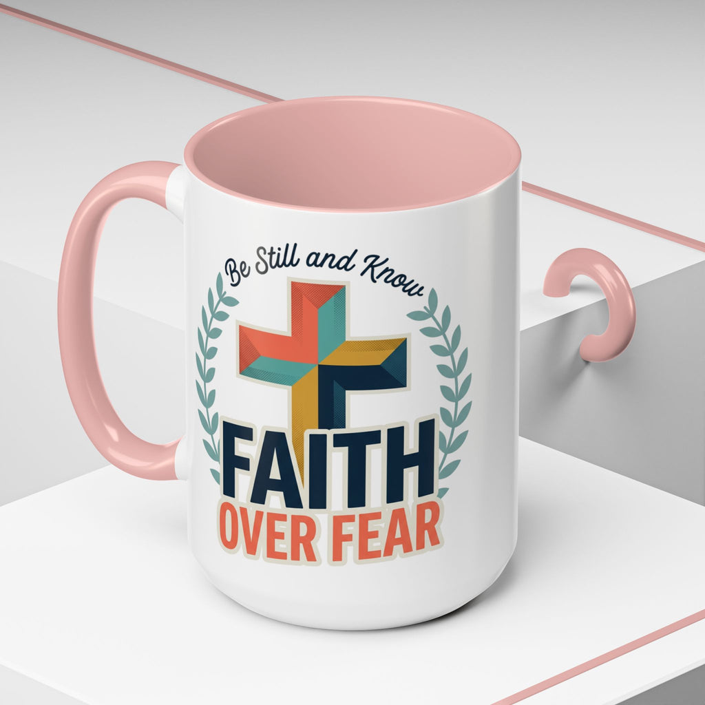 Faith Over Fear Accent Coffee Mug – Christian Inspirational 11/15oz