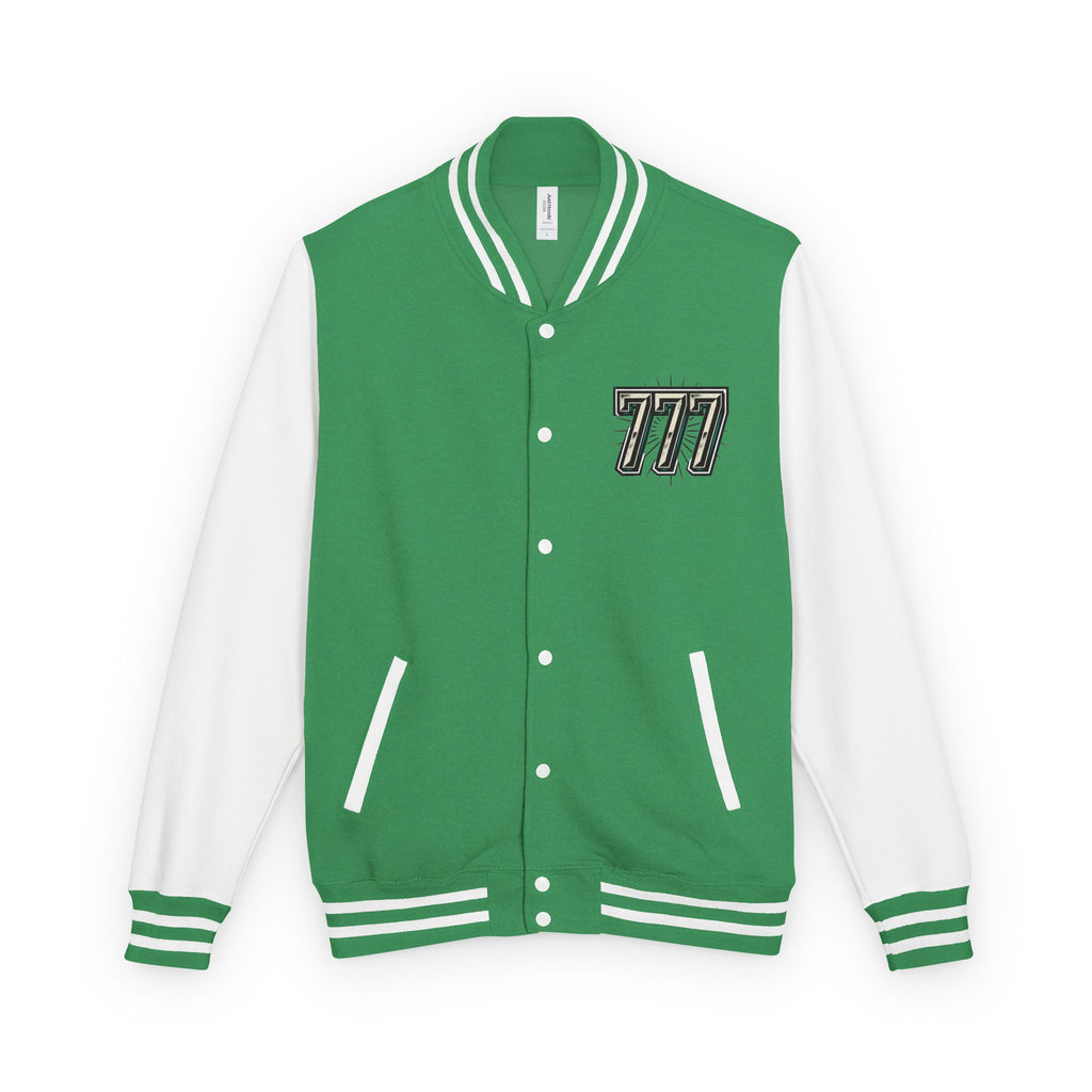 777 Emblem Letterman Jacket | Red White Varsity