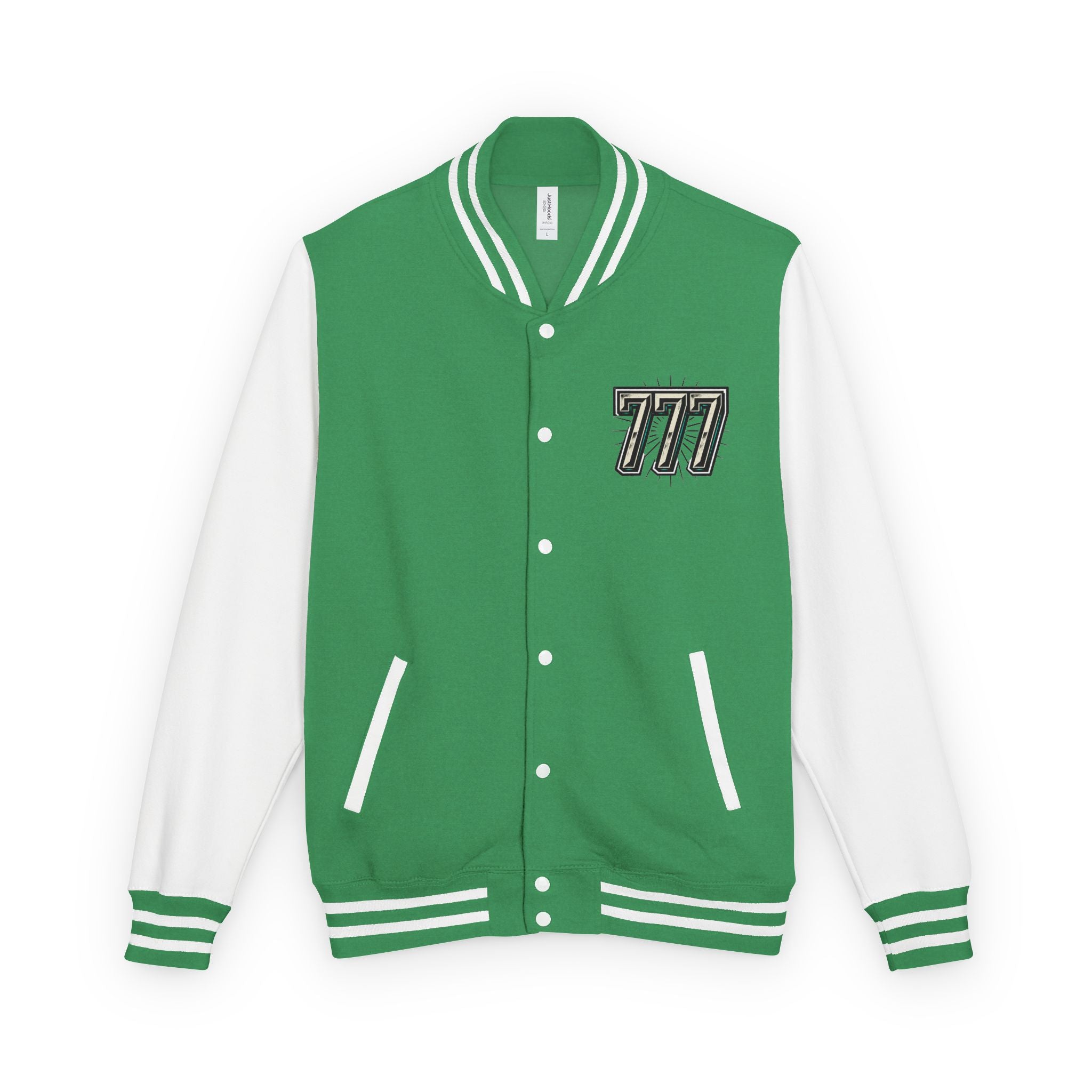 777 Emblem Letterman Jacket | Red White Varsity
