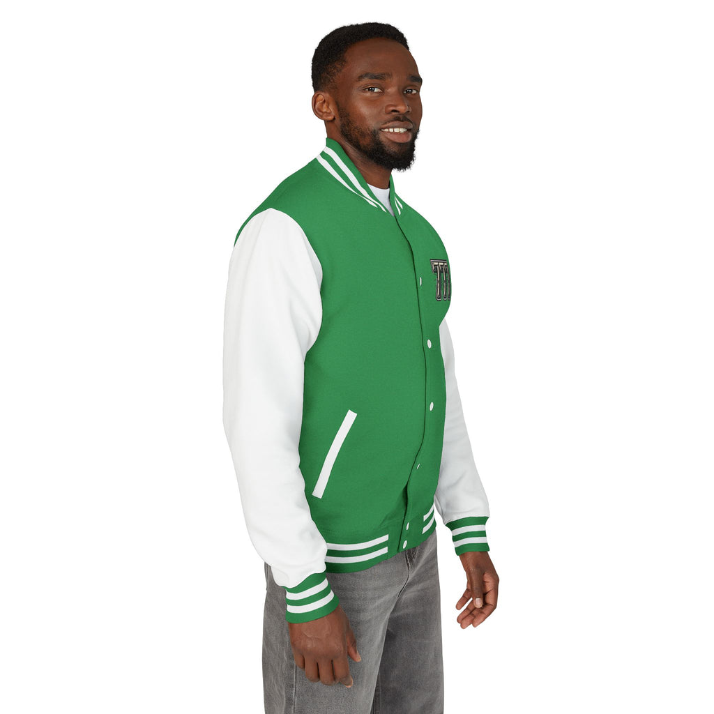 777 Emblem Letterman Jacket | Red White Varsity