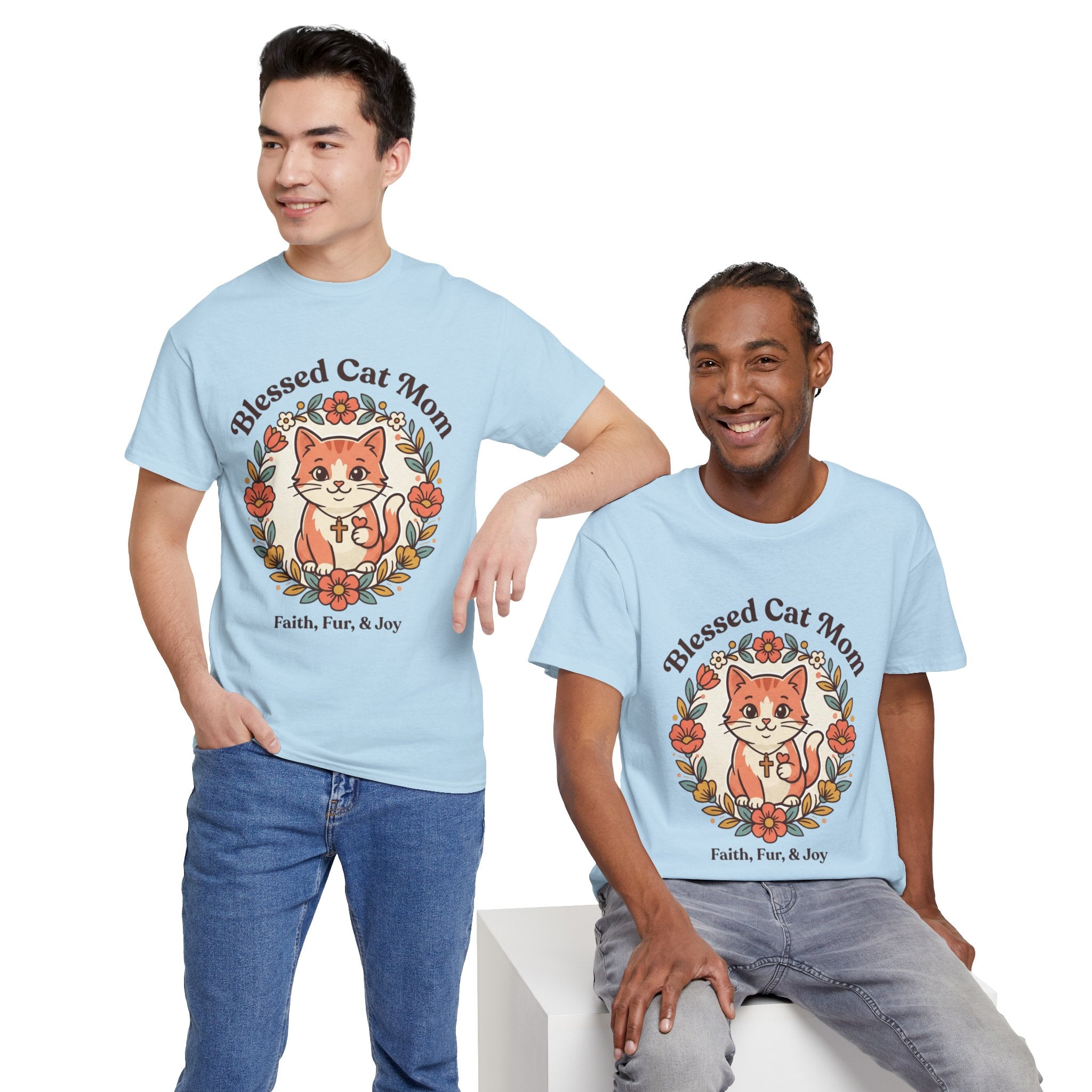 Blessed Cat Mom T-Shirt – Faith, Fur & Joy Floral Cat Mom Tee