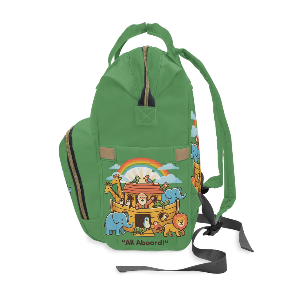 Noah's Ark Animals diaper backpack | green rainbow kid's backpack