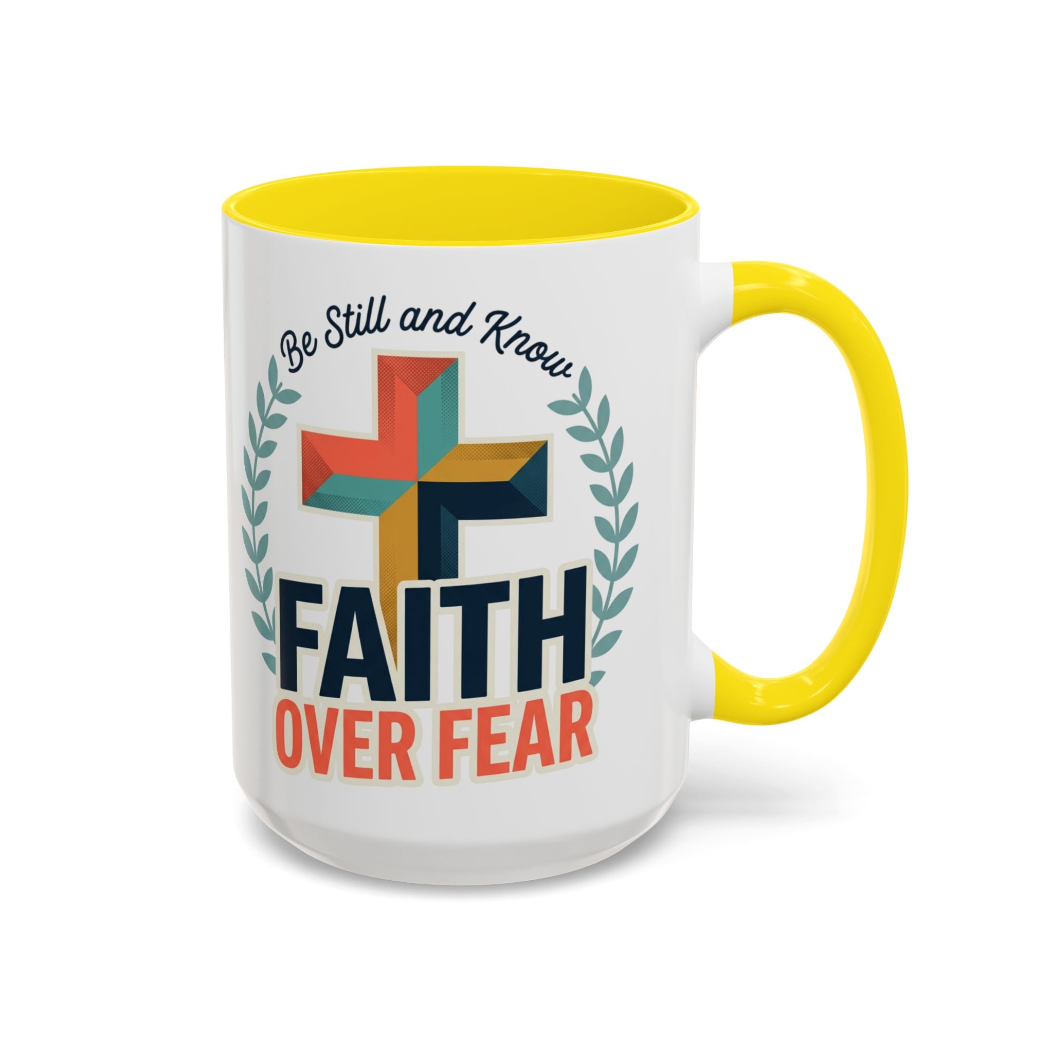 Faith Over Fear Accent Coffee Mug – Christian Inspirational 11/15oz