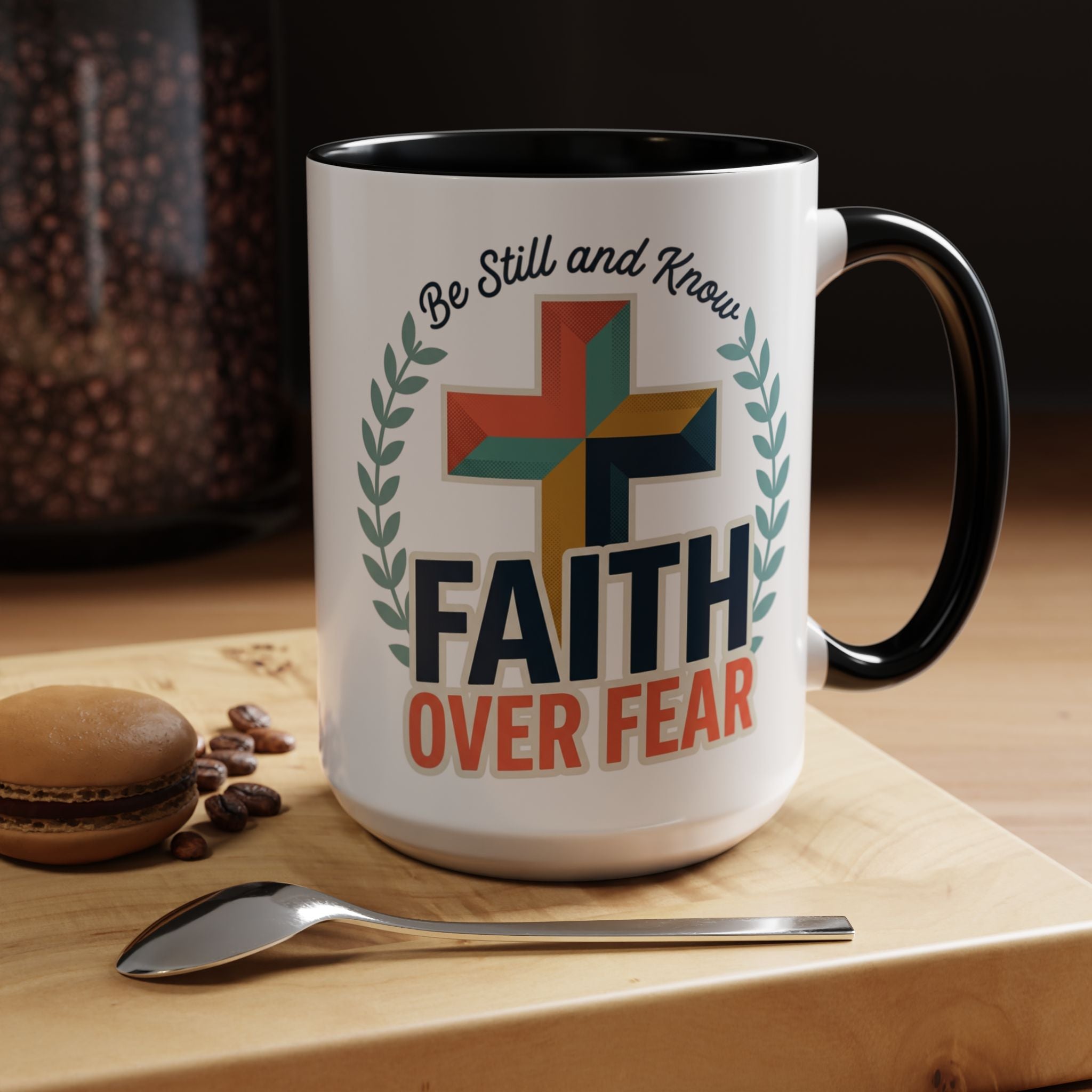 Faith Over Fear Accent Coffee Mug – Christian Inspirational 11/15oz