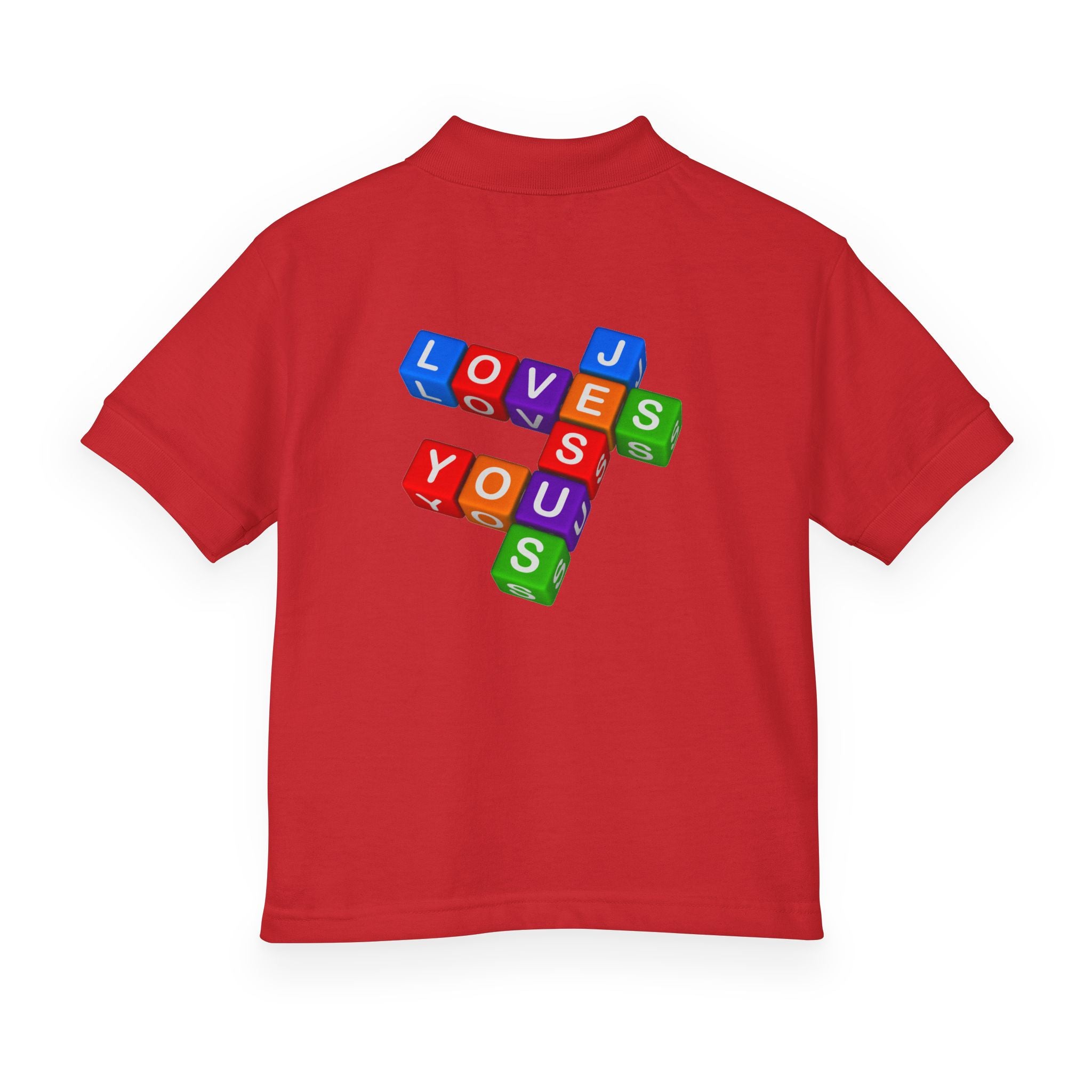 Jesus Loves You cross block design Youth Polo