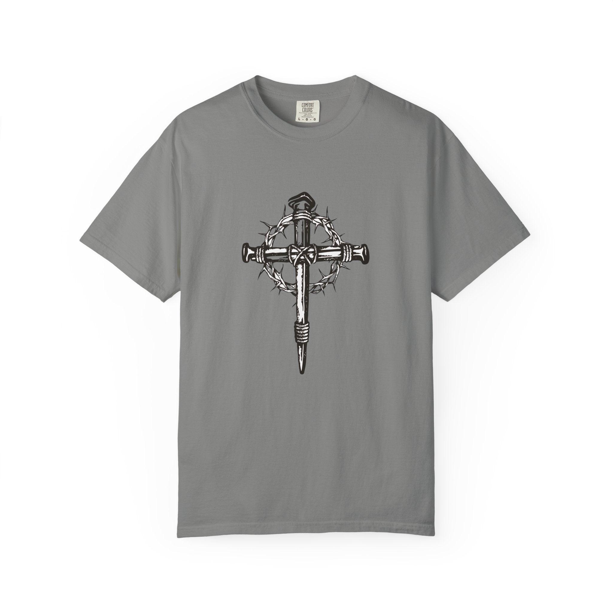Nail Cross with Crown of Thorns T-shirt | Religious Gothic Faith Design