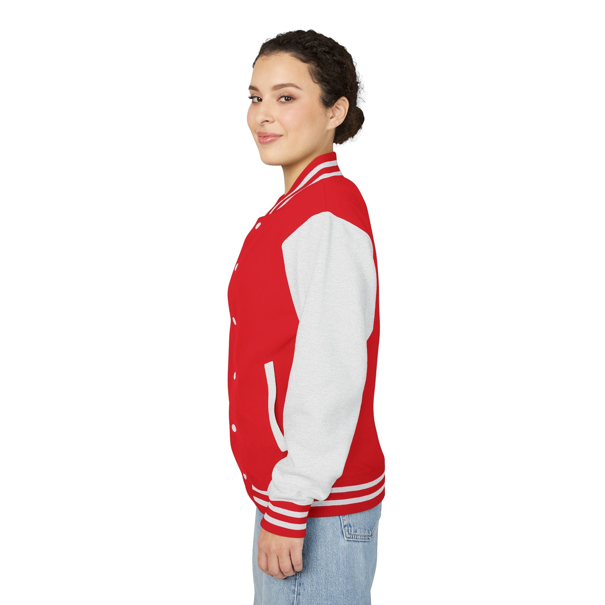 Christ Emblem Letterman Jacket | Red White Varsity