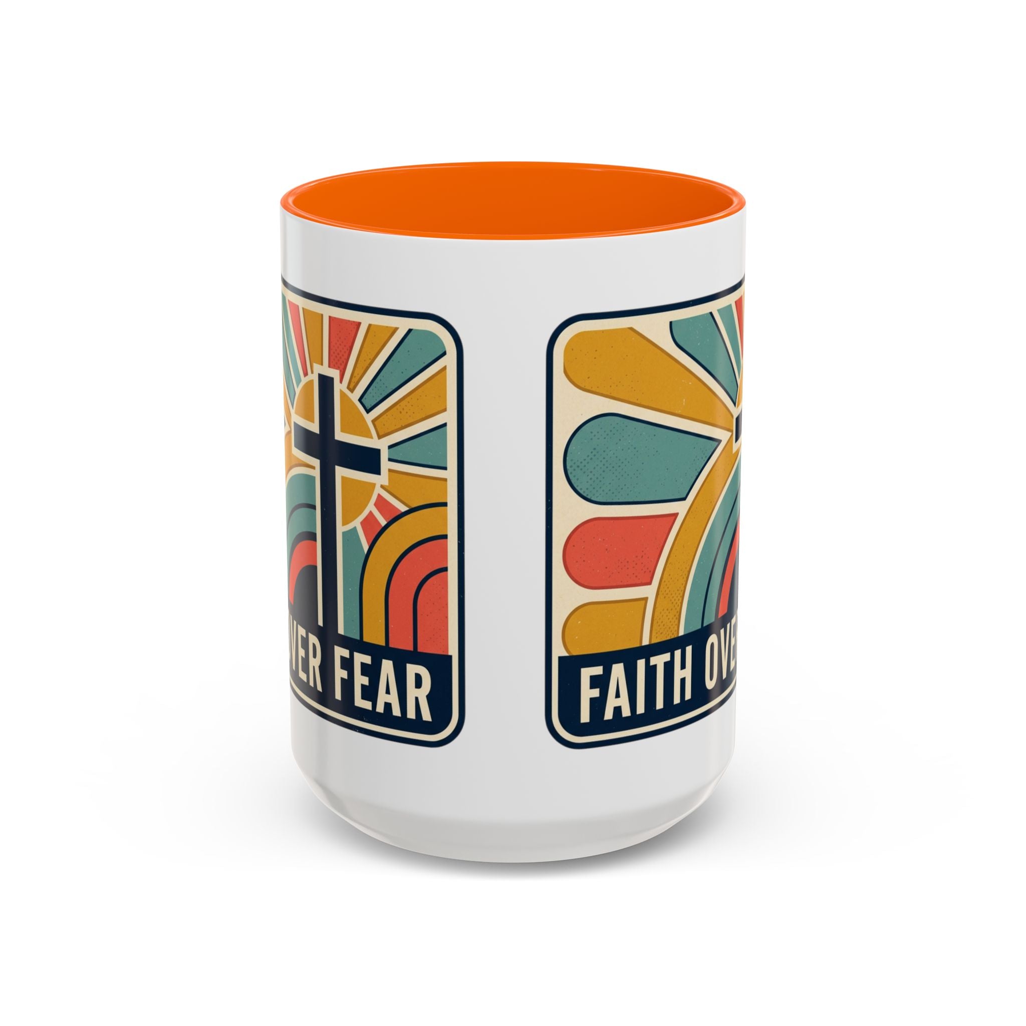 Faith over fear Retro Script Mug | Accent Coffee Mug