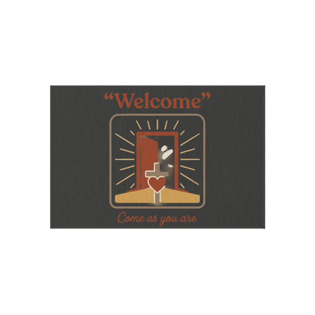 Welcome door with heart Outdoor Rug | Come As You Are doormat-style design