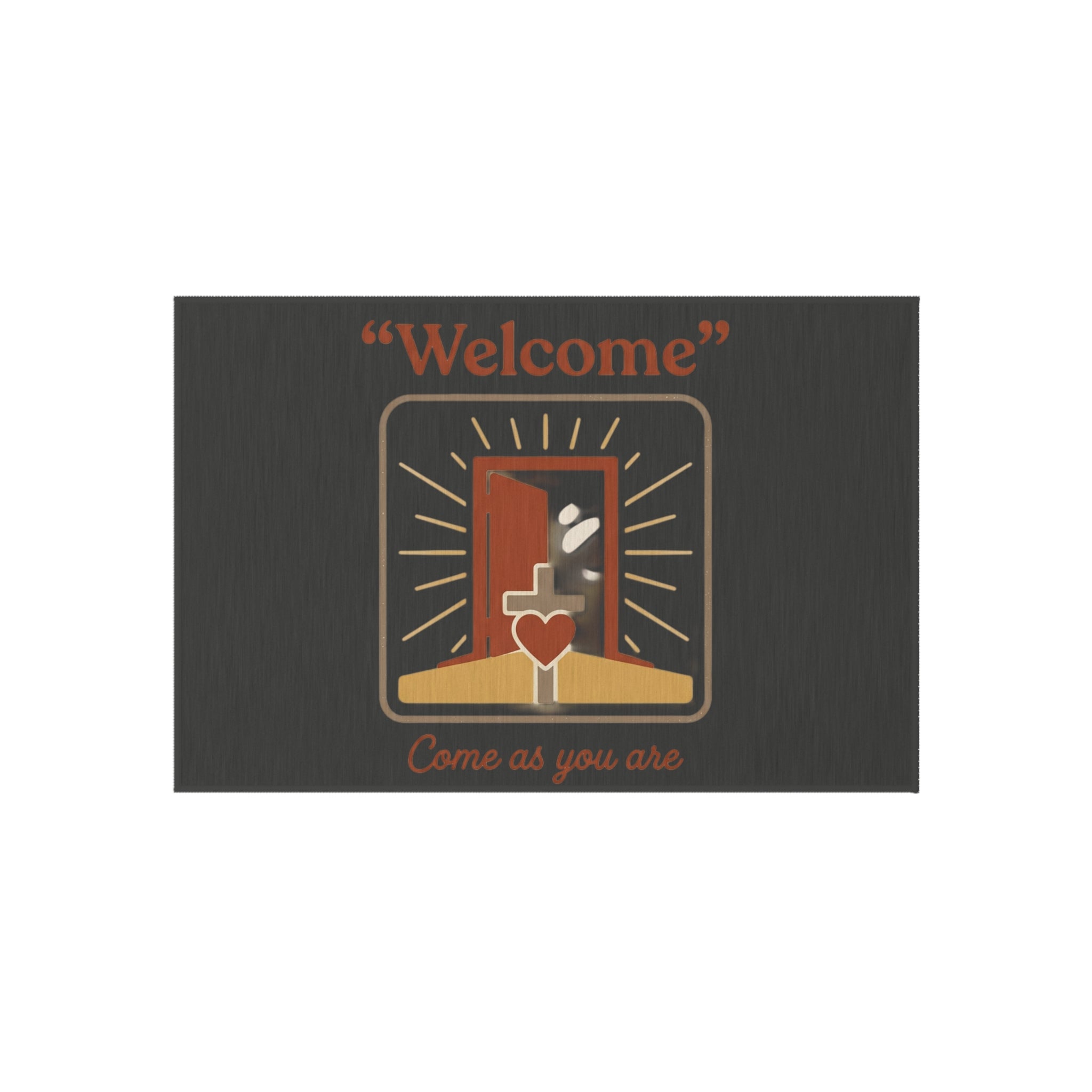 Welcome door with heart Outdoor Rug | Come As You Are doormat-style design