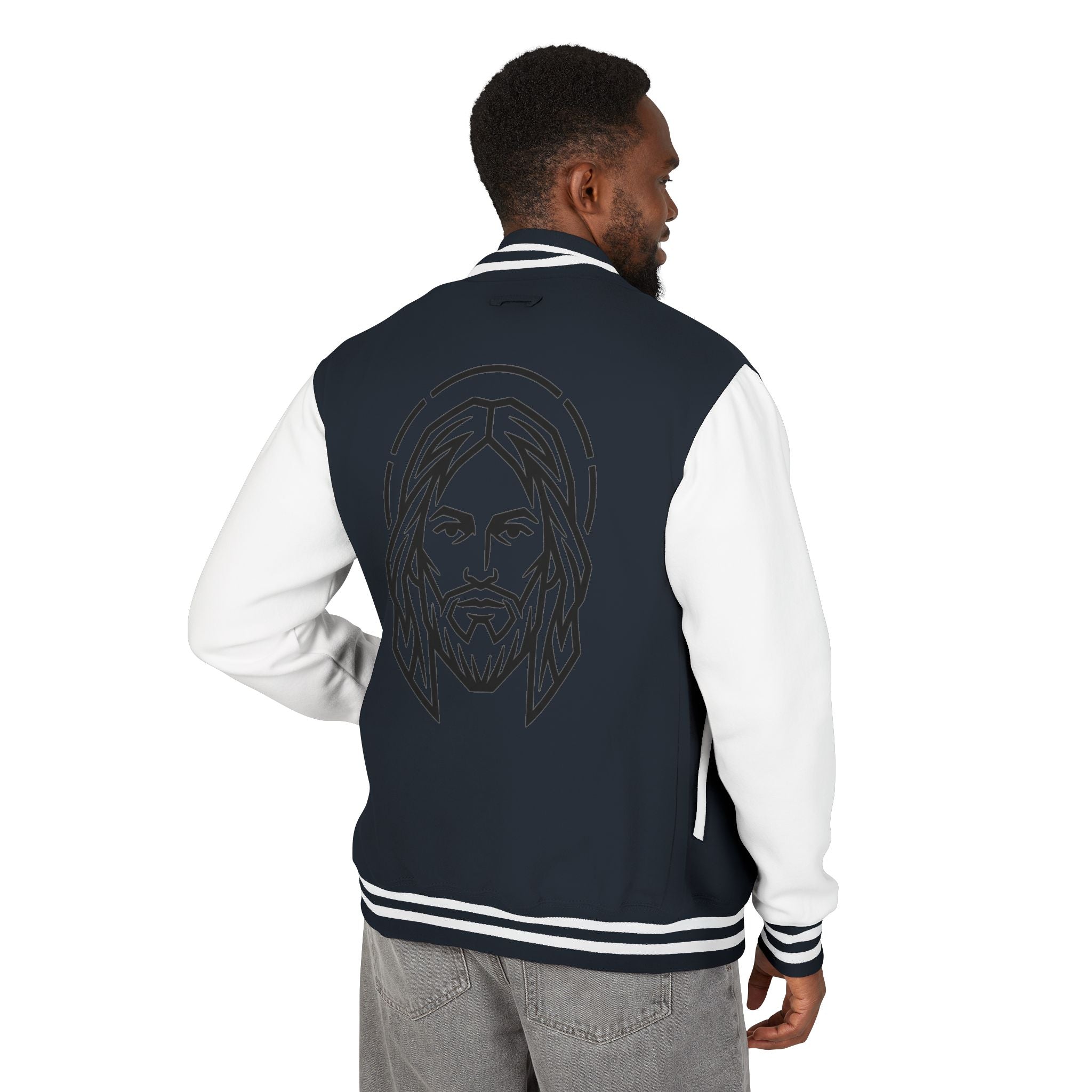 Christ Emblem Letterman Jacket | Red White Varsity