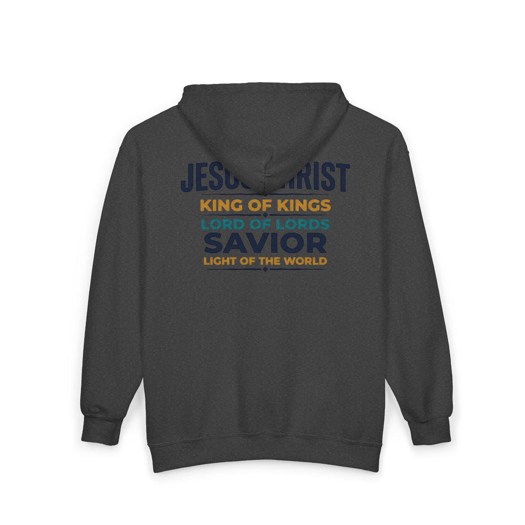 King of Kings Hoodie — Religious Faith Unisex Zip-Up Sweatshirt