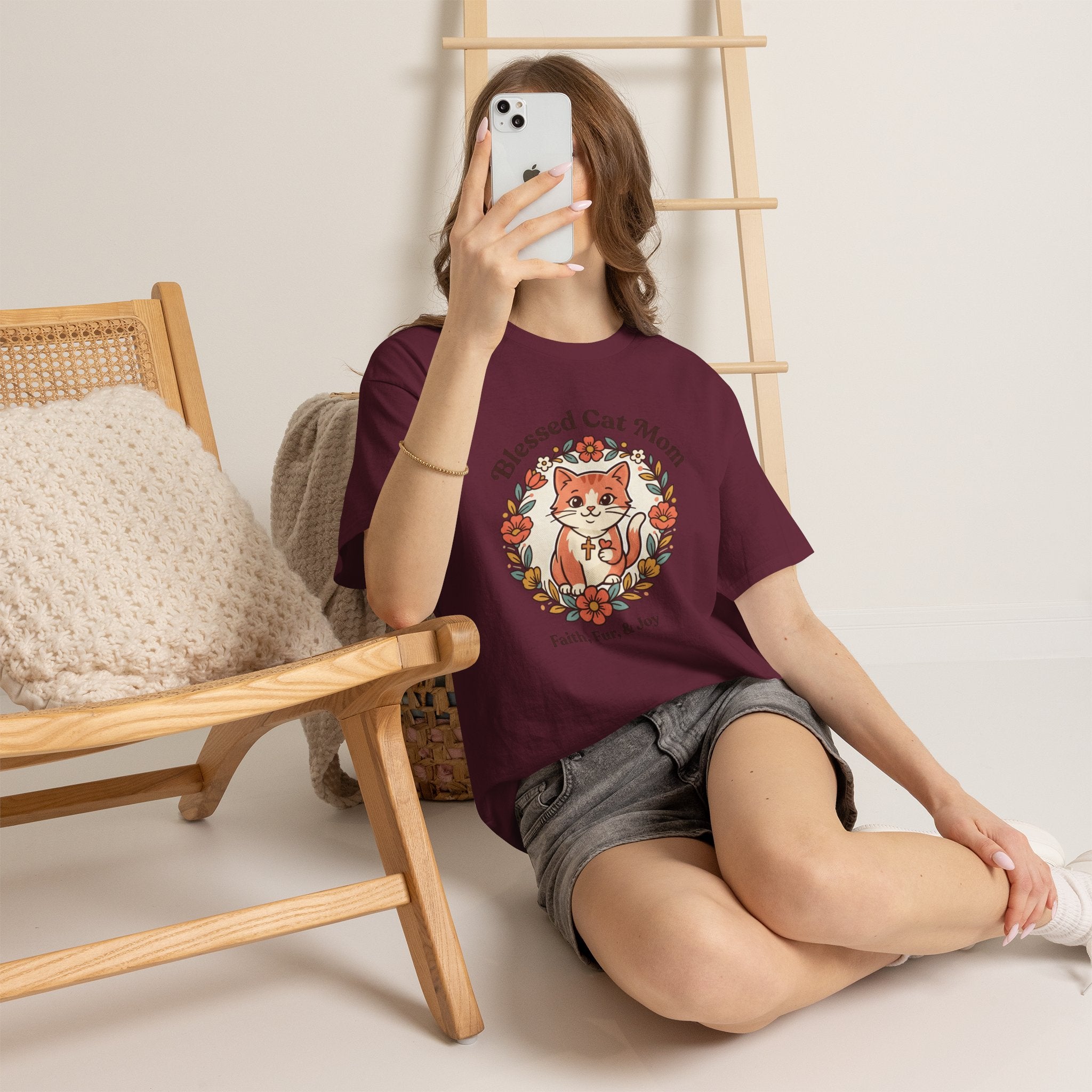 Blessed Cat Mom T-Shirt – Faith, Fur & Joy Floral Cat Mom Tee