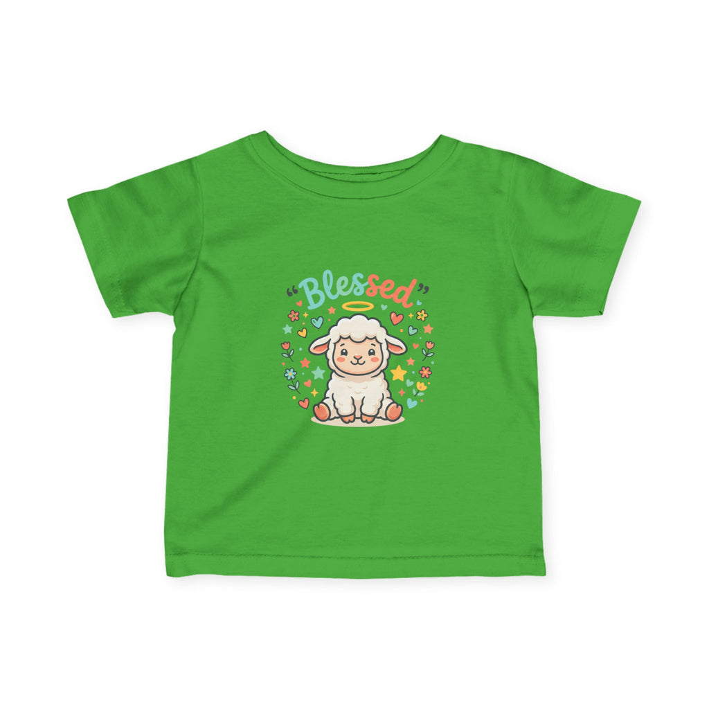 Infant Tee - 'Blessed' Cute Lamb Baby Shirt (Newborn Baptism, Christening Gift)