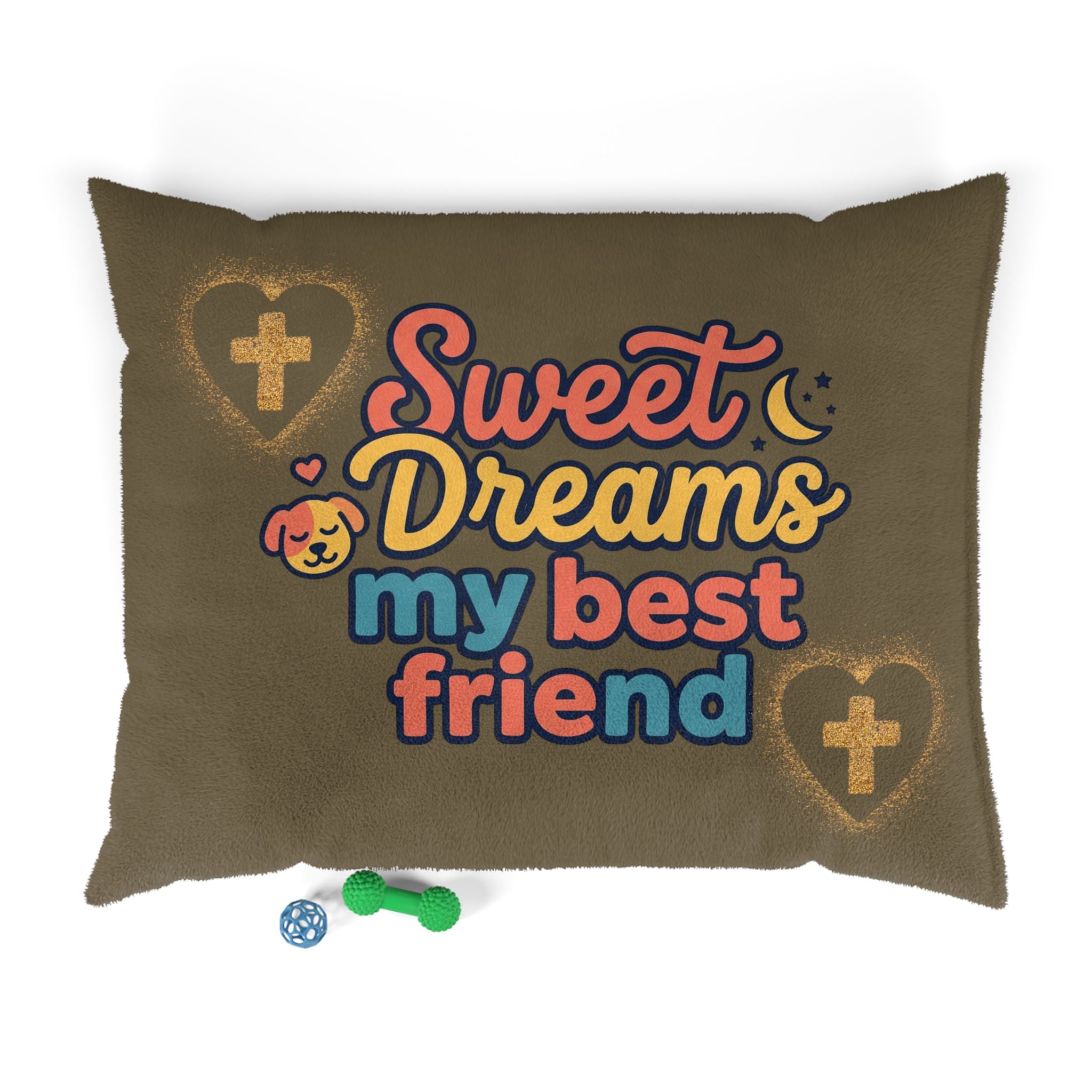 Pet Bed — "Sweet Dreams My Best Friend" Cozy Plush Dog & Cat Bed