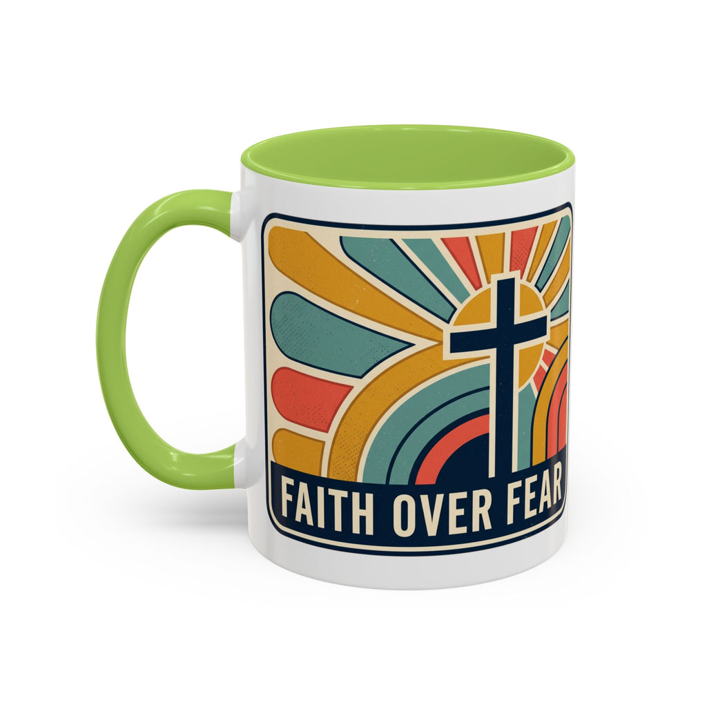 Faith over fear Retro Script Mug | Accent Coffee Mug