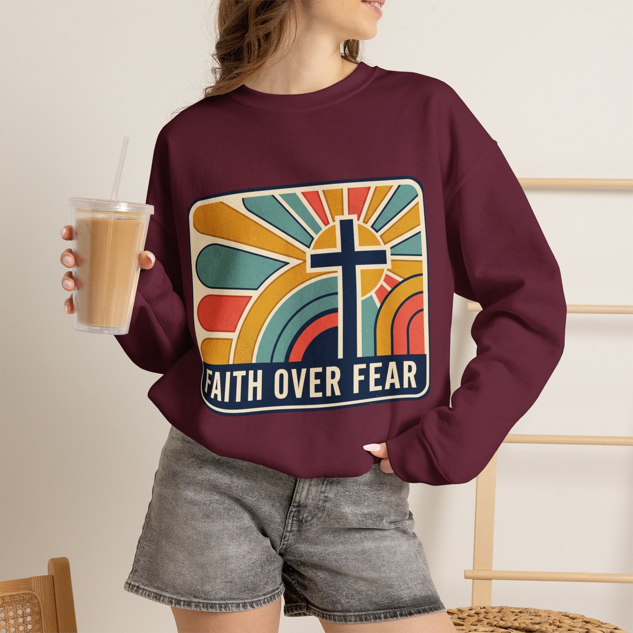 Faith Over Fear Christian Heavy Blend™ Crewneck Sweatshirt