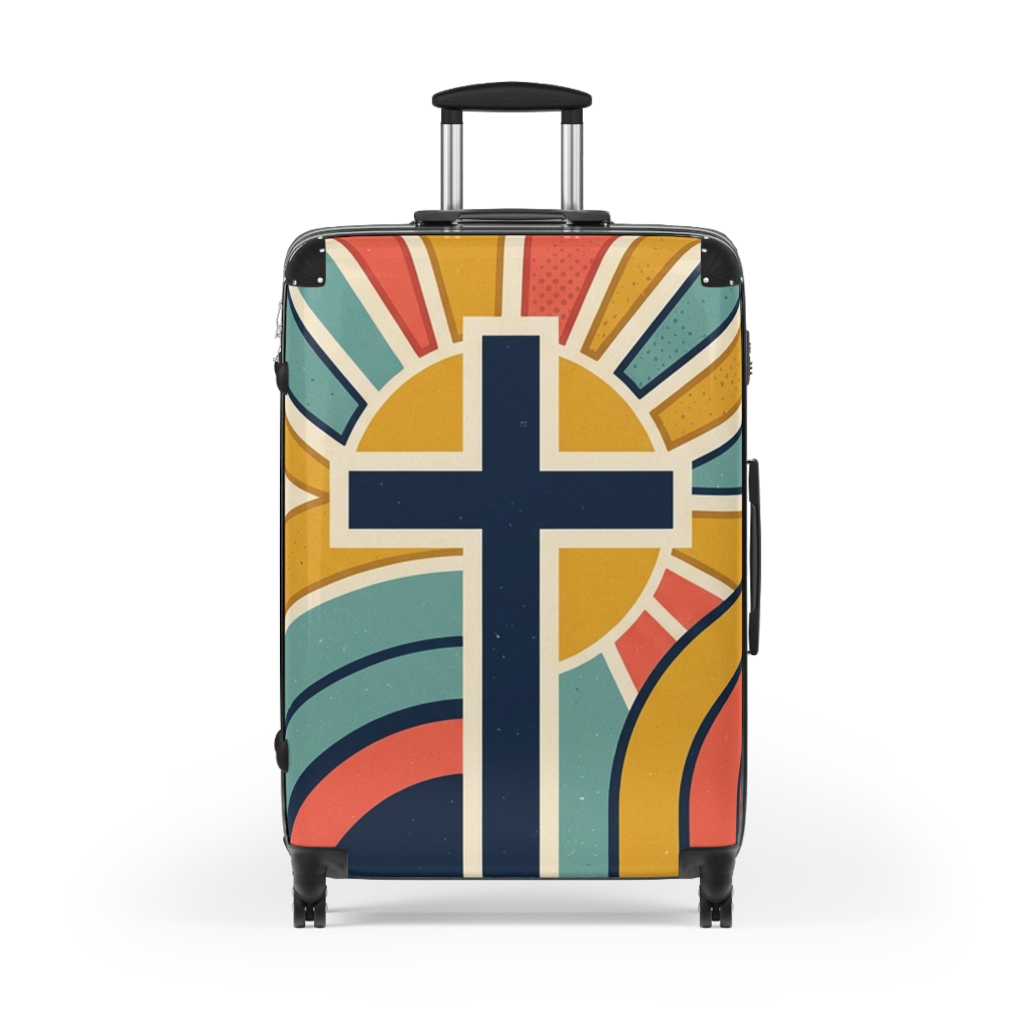 Christian Cross Carry-On Suitcase — Retro Sunrise Faith Luggage