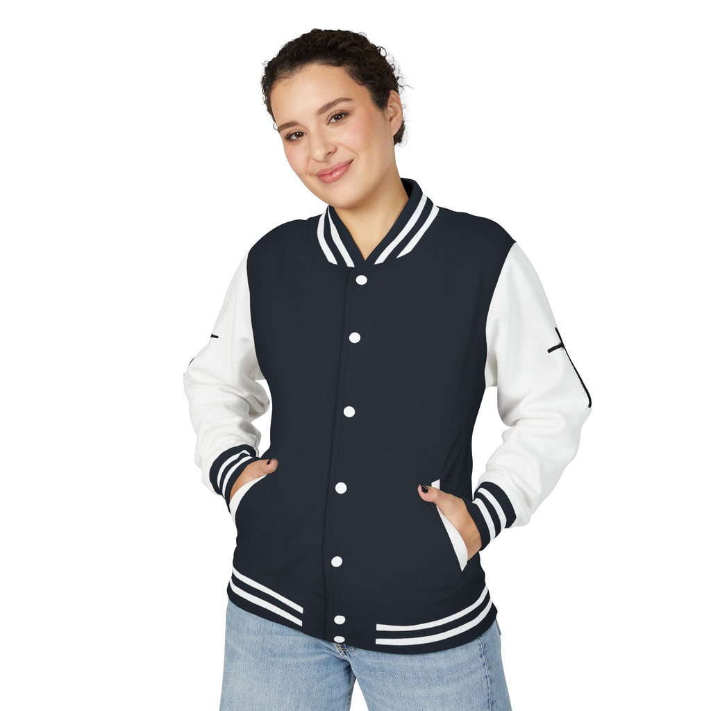Cross Emblem Letterman Jacket | Red White Varsity