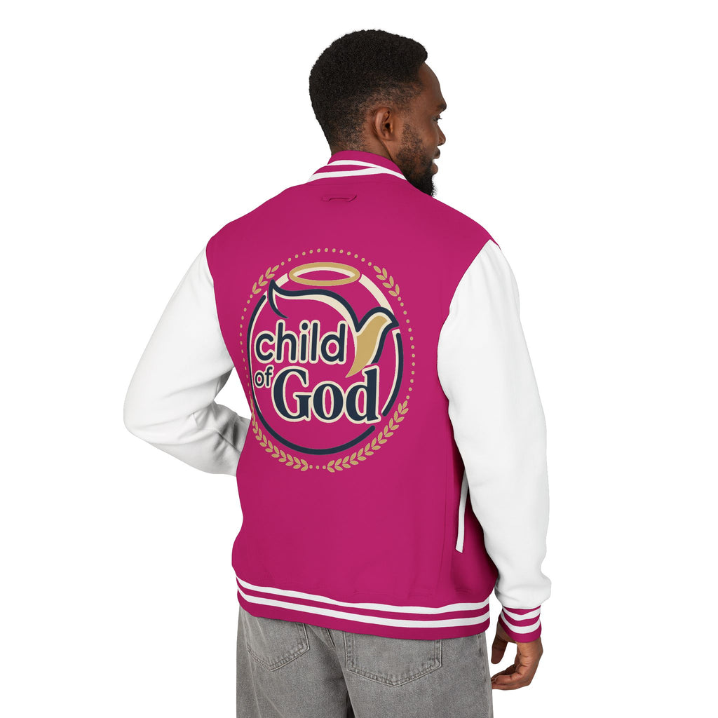Child of God Emblem Letterman Jacket | Red White Varsity