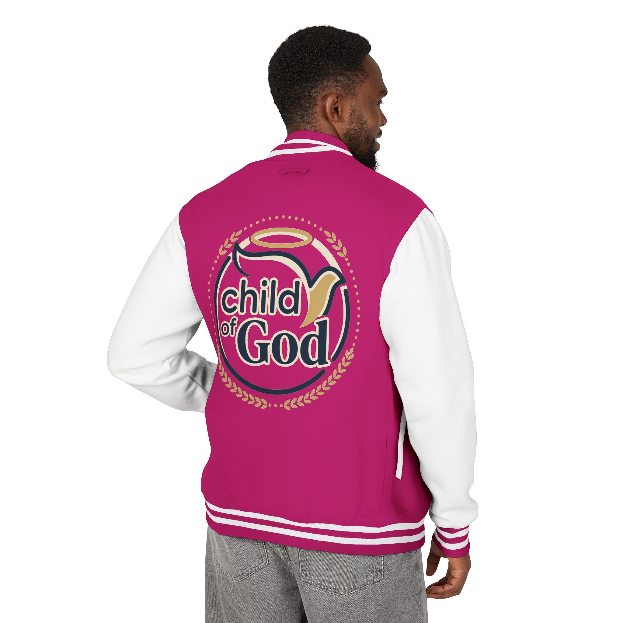 Child of God Emblem Letterman Jacket | Red White Varsity