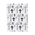 Hand-Drawn Cross Pattern Velveteen Blanket | Monochrome Religious Throw