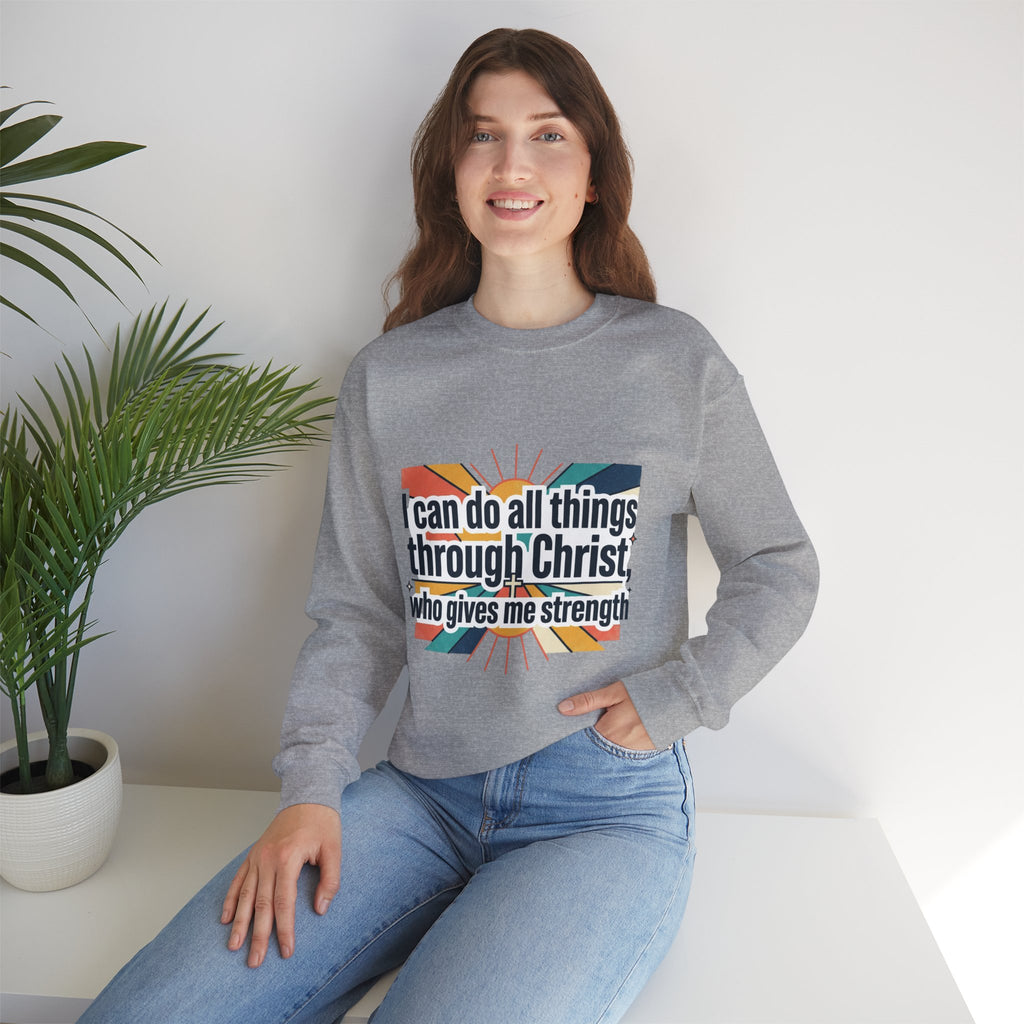 All things through Christ Christian Heavy Blend™ Crewneck Sweatshirt