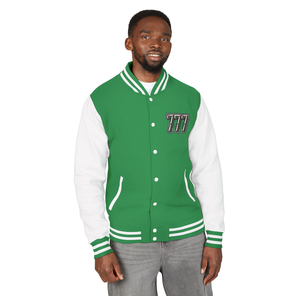 777 Emblem Letterman Jacket | Red White Varsity