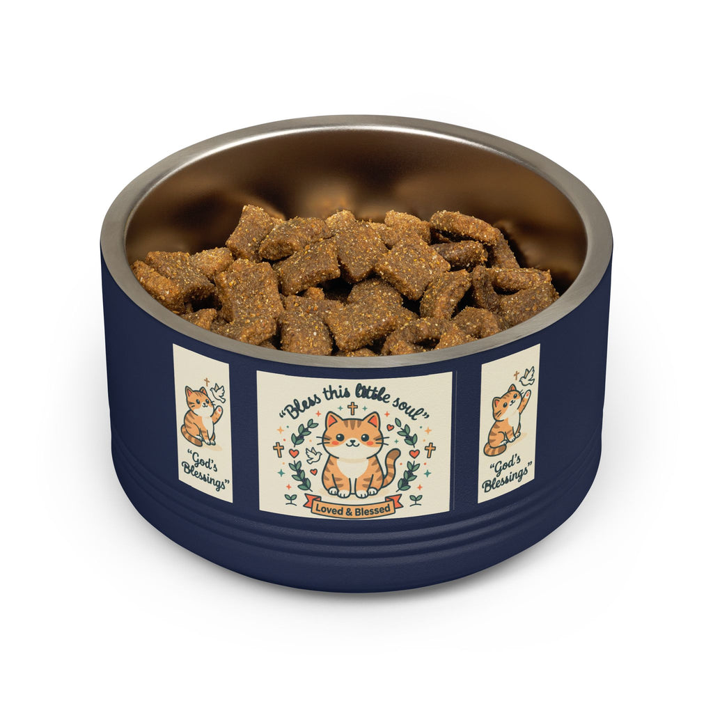 Cute Cat Pet Bowl — "Bless this little soul" 18oz Stainless Steel Bowl