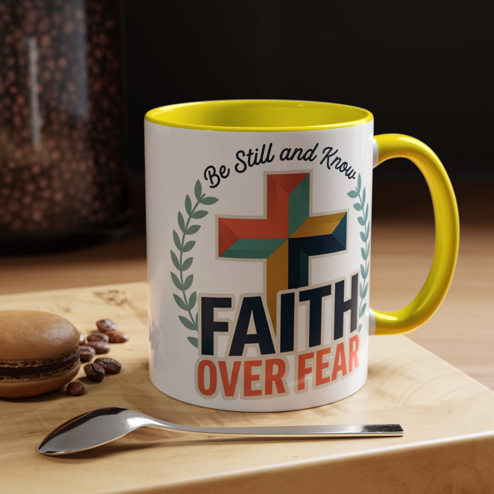 Faith Over Fear Accent Coffee Mug – Christian Inspirational 11/15oz