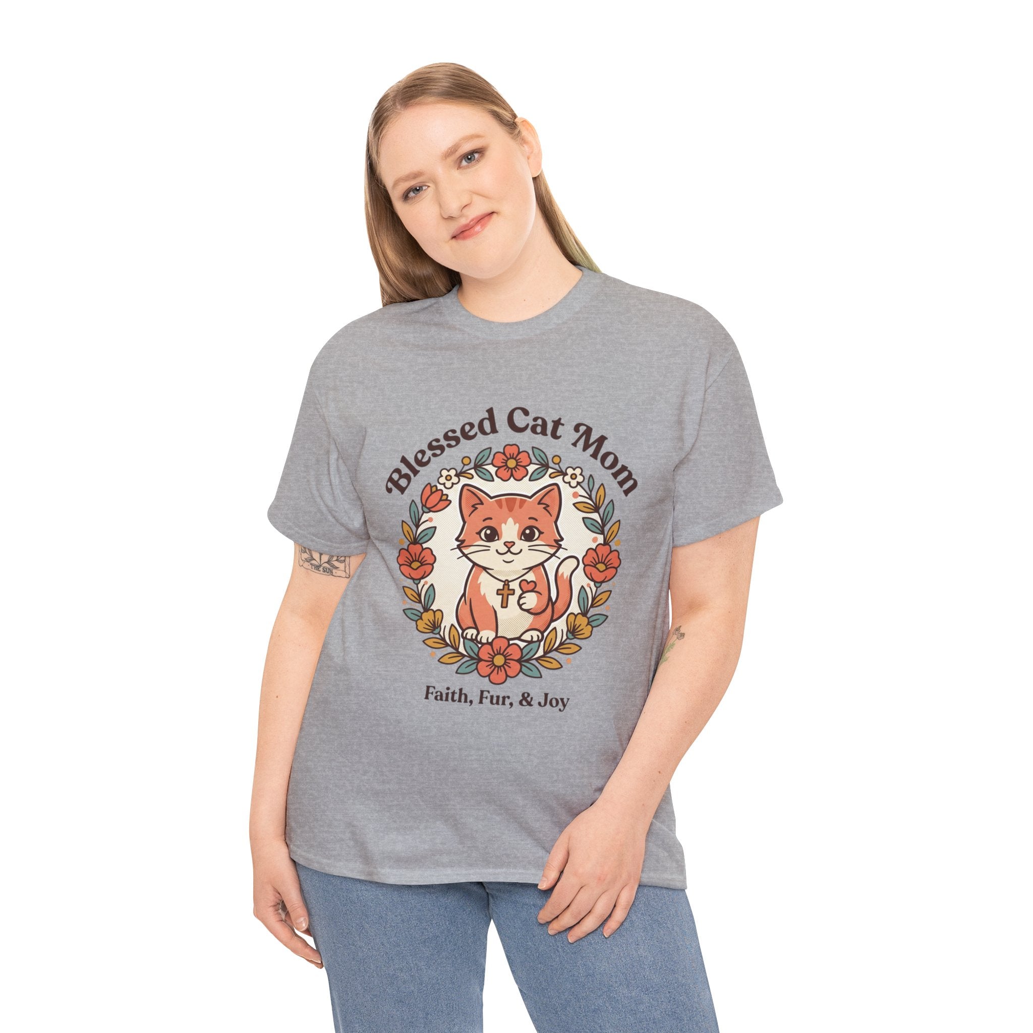 Blessed Cat Mom T-Shirt – Faith, Fur & Joy Floral Cat Mom Tee