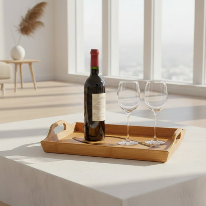 Wooden serving tray with Jesus Fish emblem