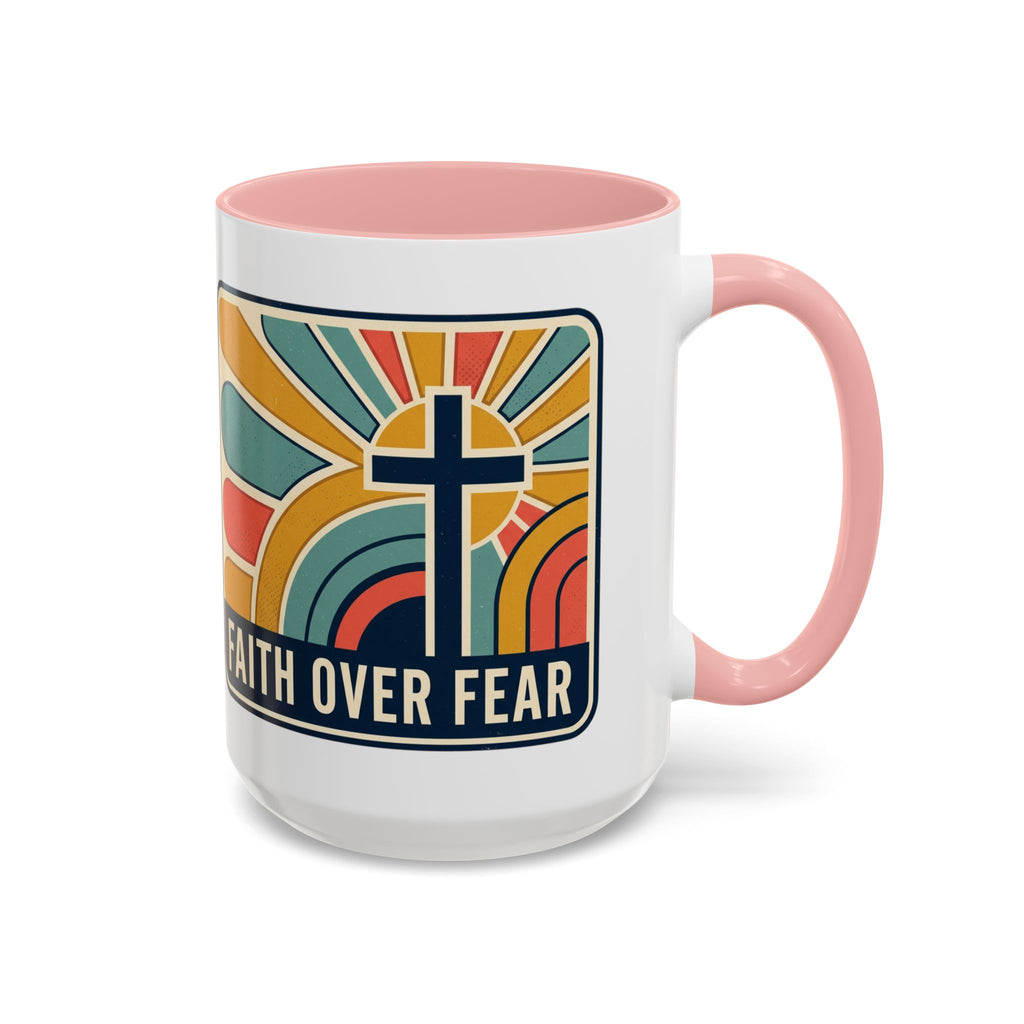Faith over fear Retro Script Mug | Accent Coffee Mug