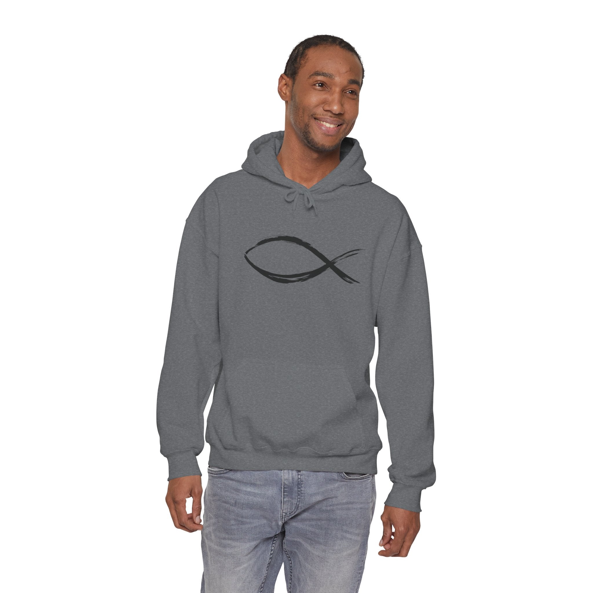 Christian Fish Symbal Heavy Blend™ Hooded Sweatshirt
