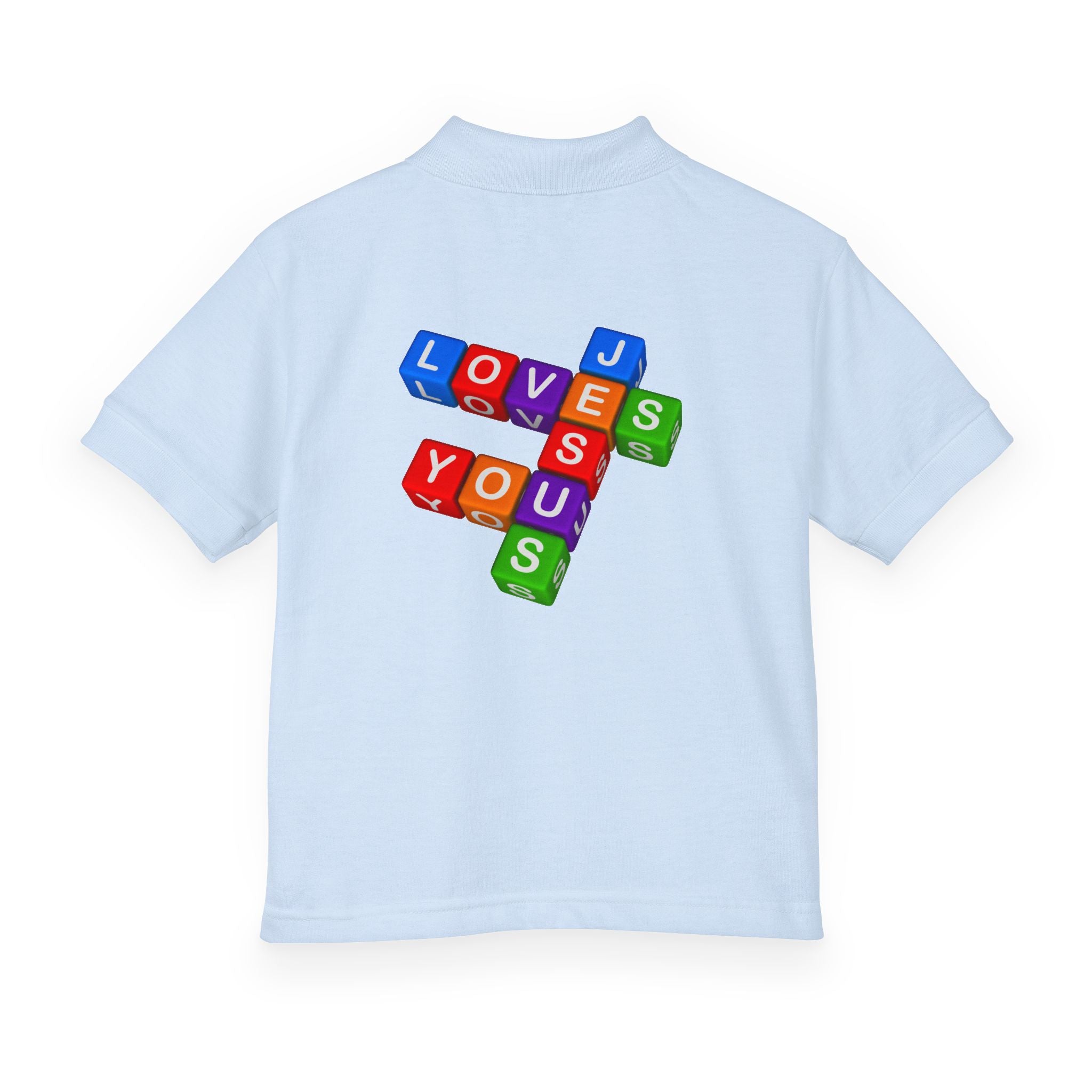 Jesus Loves You cross block design Youth Polo