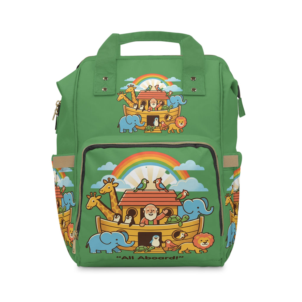Noah's Ark Animals diaper backpack | green rainbow kid's backpack
