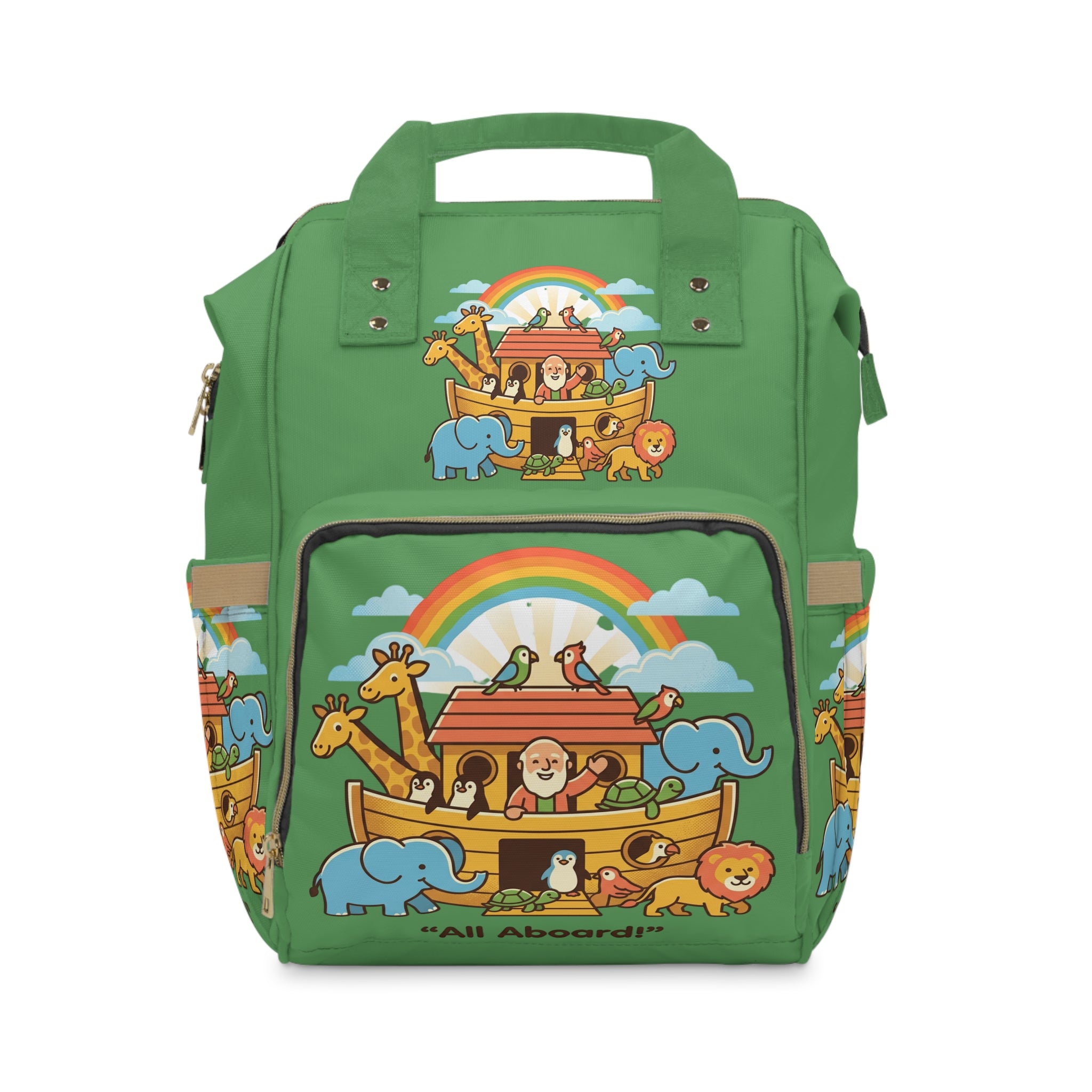 Noah's Ark Animals diaper backpack | green rainbow kid's backpack