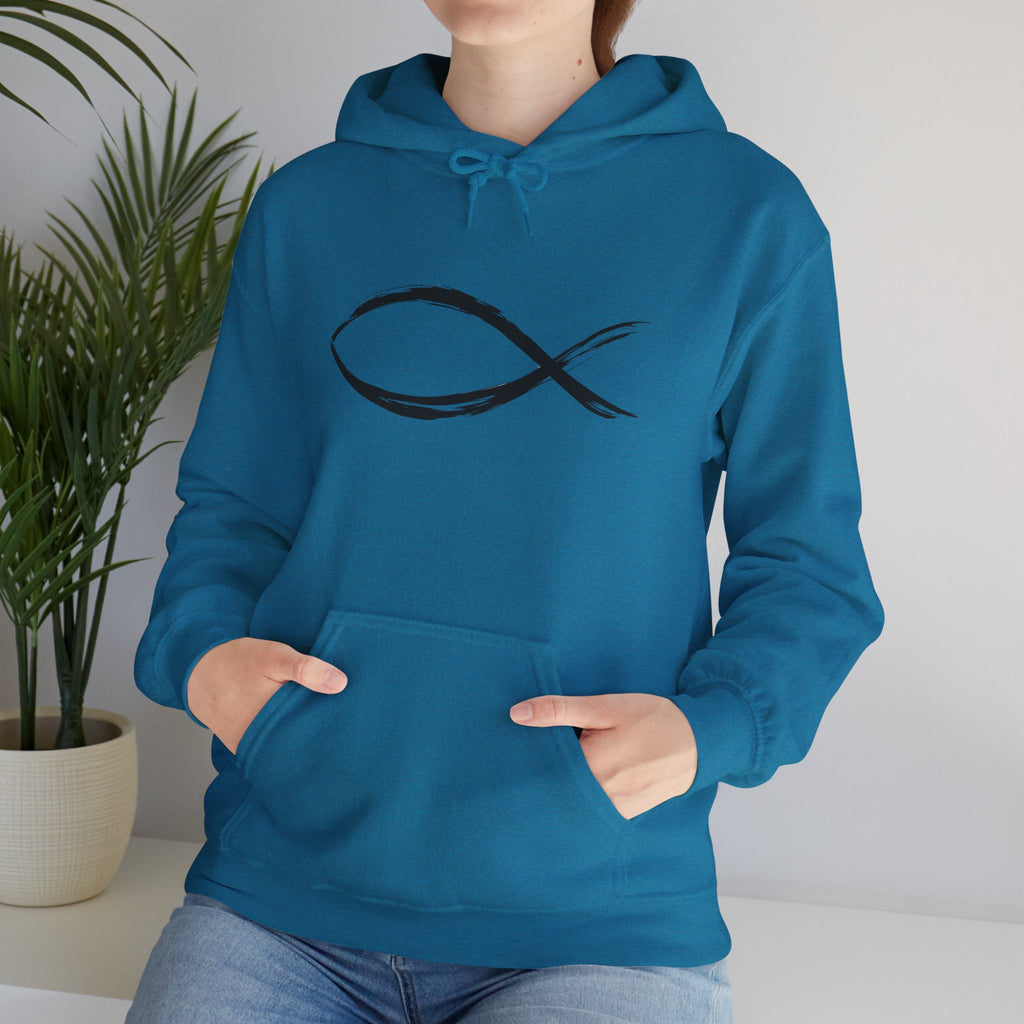 Christian Fish Symbal Heavy Blend™ Hooded Sweatshirt